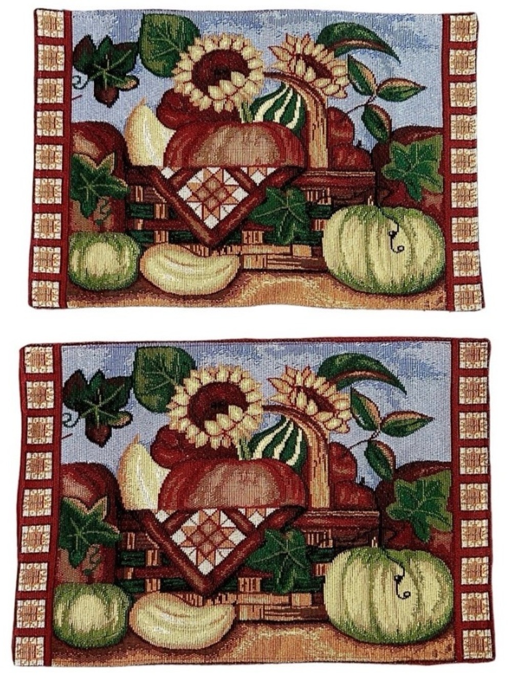 Autumn Harvest Sunflower & Pumpkin Tapestry 4 Placemat